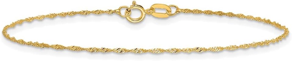 IceCarats 14K Solid Yellow Gold 1mm Singapore Chain Bracelet 7 inch