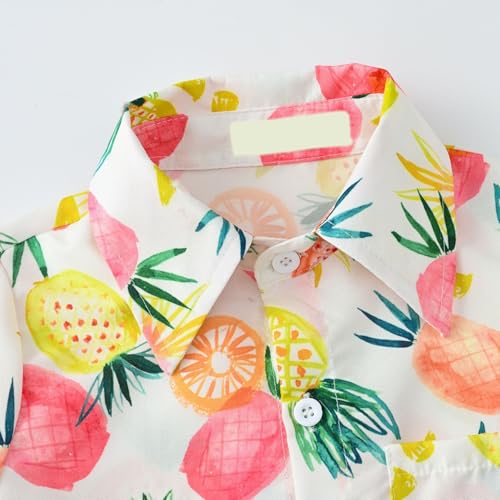 Toddler Boys Hawaiian Button Down Dress Shirt Short Sleeve Tees Kids Tropical Printed Hawaiian Beach Vacation Shirts3