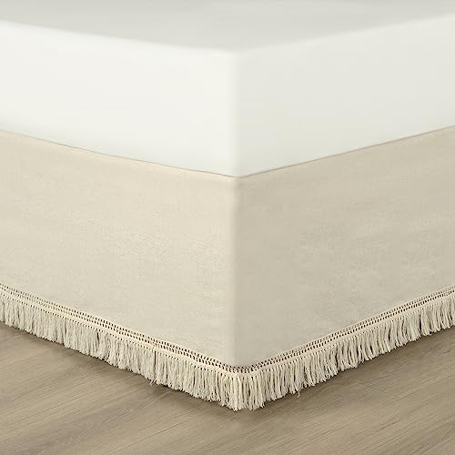 Lush Decor 21T013964 Boho Fringe 15-Inch Tailored Drop Easy Fit Bedskirt thumb #1