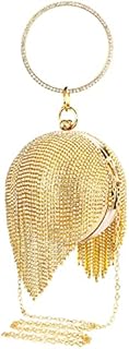 Linkidea Clutch Purses for Women Evening Party Round Ball Crystal Tassel Lady Party Wedding Shoulder Bag