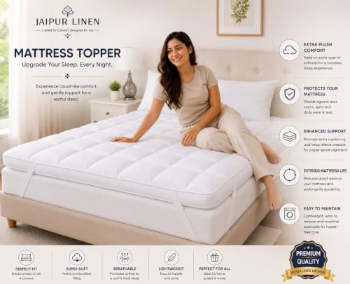 Image of 3000 GSM King Size Finest Imported Super Microfiber Mattress Padding /Topper- White (72 inchX78 inchinch)