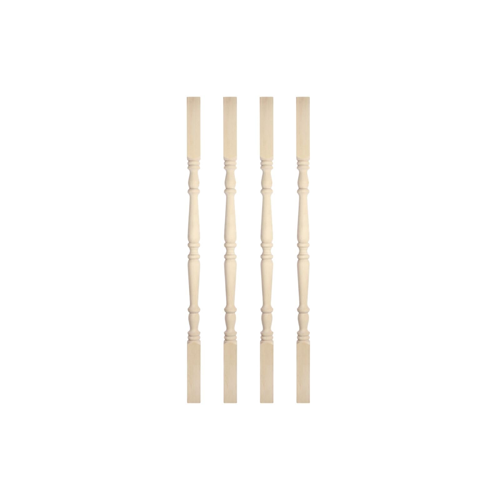 Pine Traditional Stair Spindle, 41mm x 41mm x 900mm, Unfinished Pine Stair Baluster, Pack of 4, Jackson Woodturners
