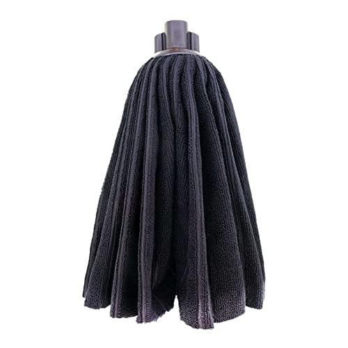 Tradineur - Fregona Ballarina de microfibra ecológica, súper absorbente, no deja rastro, mayor durabilidad, rosca universal (Negro - 30 cm - 1 unidad)