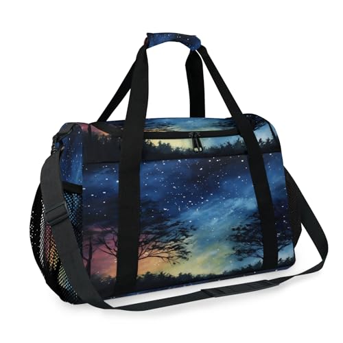 Stars Trees Travel Duffle Bag - Waterproof weekend luggage bag, men's sports and fitness bag, delivery hospital storage bag, overnight luggage bag with pull rod cover