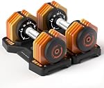 Adjustable Dumbbells Set 22.5LB Pair, 1-Sec Fast Adjustable 5 Free Weights, Premium Comfort Non-slip Metal Handle, Compact Size for Full Body Home Workout (Orange)