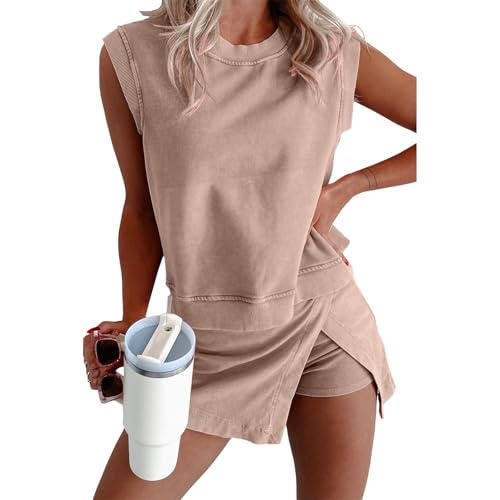 Ensemble de jupe-short pour femme tenue de vacances d'été et débardeur décontracté