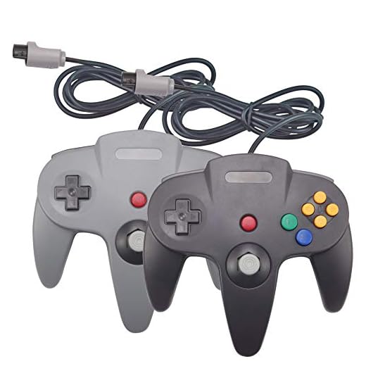 Joxde Wired Controller for N64, 2 Pack Retro Nintendo 64 Gaming Gamepad Joystick for N64 System Video Game Console（Black and Gray）