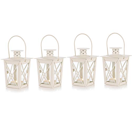 4 Pcs Tealight Lanterns Hanging Candle Holder, Metal Mini Decorative