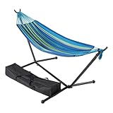 TechFaith Double Hammock Two Person Adjustable Hammock Bed with Space Saving Steel Stand Includes Portable Carrying Case, Easy Set Up