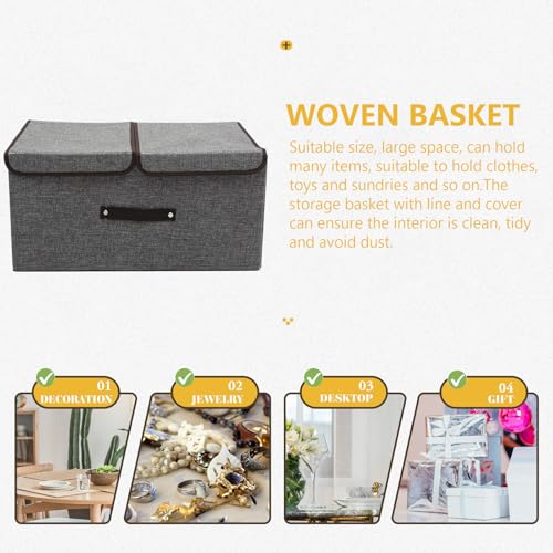 Caja de almacenamiento con tapa de algodón y lino para ropa de diseño compacto 8
