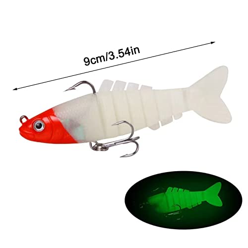 Foto von 5 Stück Angelköder Set mit 1 Box,17g Gummifische Köder Set mit jigkopf Weicher Fischköder für Hecht Barsch Zander Forellen（9cm）