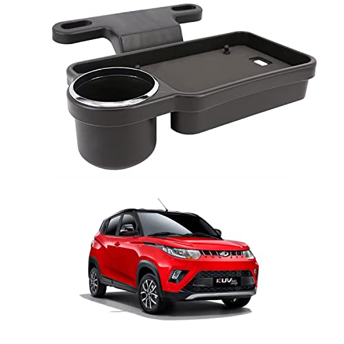 Image of Oshotto (FT-04) Foldable Car Auto Headrest Rear Back Seat Table Drink Food Cup Tray Holder Compatible with Mahindra Kuv-100 - Black