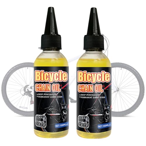 2Pc Olio per Meccanica Fine, Lubrificante Catena Bici Biodegradabile, Lubrificante per Biciclette per Tutti i Tipi di Biciclette, Formulato per Condizioni Atmosferiche Difficili e Umide, 100 ml