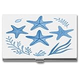 VstaDank Summer Ocean Beach Business Card Holder Fashion Aluminum Alloy Flip Cover Credit Card Holder High End Professional Name Cards Case Exquisite Pocket Metal Cards Holder for Work