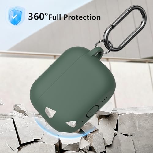 KOKOKA Silikon Hülle Schutzhülle Kompatibel mit AirPods Pro 3. Generation mit Reinigungsset, Stoßfeste Weiche Dünne Schutzhülle Case für Airpods Pro 3 2025 mit Cleaner Kit & Karabiner, Deep Green