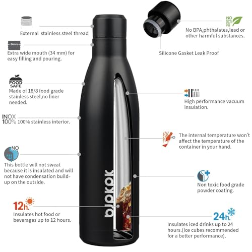 Image of BJPKPK 25 oz Insulated Stainless Steel Water Bottle, Metal Sports Flask