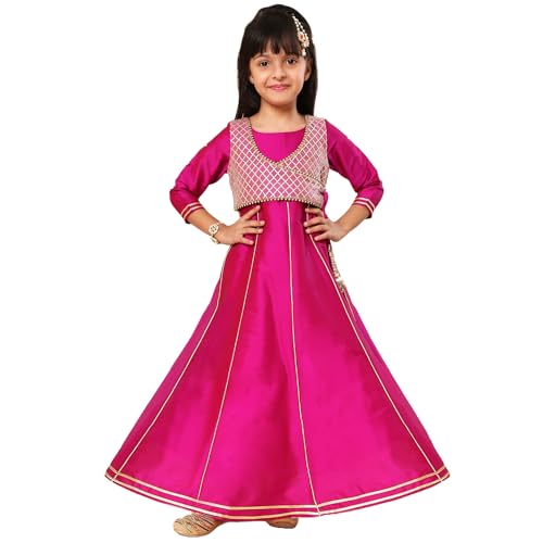 Image of A.T.U.N. (ALL THINGS UBER NICE) Girls Woven Design Gota Jacket Maxi Anarkali Gown