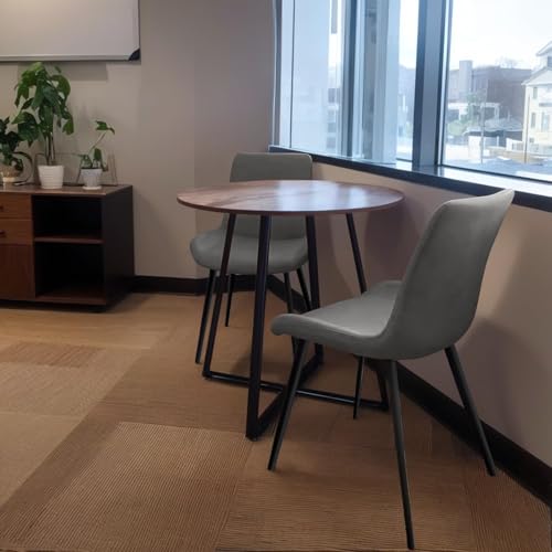 Image of Modern Dining Chairs Set of 8, PU Leather Dining Room Chairs, Upholstered Kitchen Chairs with Ergonomic Backrest & Sturdy Metal Legs, Grey