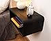WOODCHES Floating Nightstand Wooden, Bedside Table, Nightstand Shelf, Handmade, Wall Mounted Bedside Shelf, Minimalist and Unique Style (Black)