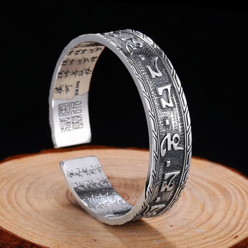 Heart Sutra Bracelet, Feng Shui Bracelets for Women Men, Pi Xiu Bracelet, Buddhist Guardian Amulet, Vintage Adjustable Bracelets Silver Amulet, Good Luck Buddhist Jewelry2