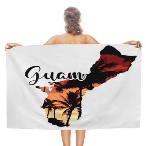 Guam Beach Towel Sandproof 31x51 Inch Quick Dry' Cotton Roadtrips Cruises Spa Hot Tub Yoga Towels Vintage Travel Theme Historical Architectural Sights Travel Towels Girls Trip Gift Gift For Her