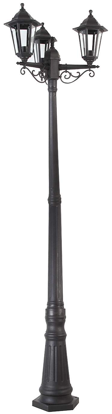 Pro Elec PEL01363 Triple Lantern Post Light, 2.2 m, Black