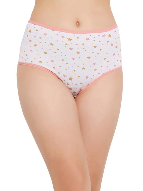 clovia Women's Cotton High Waist Outer Elastic Hipster Panty - White-picture-12