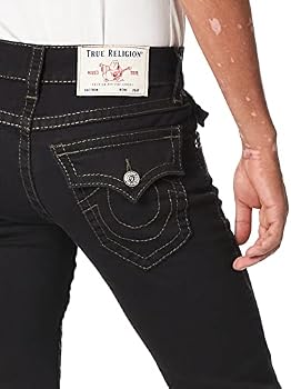True Religion Erkek Düz Kot Pantolon Kapaklı, Vücut Durulama Siyah