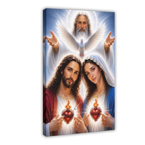 Christian Holy Trinity Jesus Mary Wall Art Canvas Print