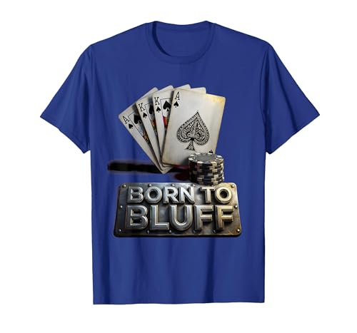 Born to Bluff Poker Graphic Design for Men T-Shirt, Men, Royal Blue, Small