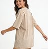 Women Mens Cotton T-Shirts Washed Vintage Tee Solid Basic Tee Crew Neck Shirts Casual Loose Tops for Unisex, Apricot, L #2