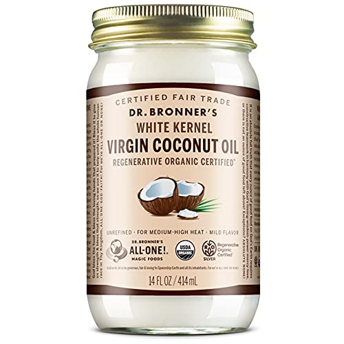 Dr. Bronner's - Organic Virgin Coconut Oil (White Kernel, 14 ounce) - Coconut Oil for Cooking,...