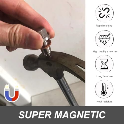 M18×1.5 Magnetic Oil Drain Plug, Aluminum Sump Drain Nut Bolt with 5 Copper Crush Washer, Leak-Proof Engine Magnetic Oil Drain Plug for Most Vehicles, Car Accessories — 사진 3