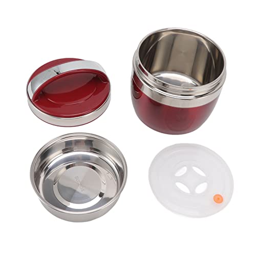 Enlybee 1.5L Lunch Box, 304 contenedor de alimentos de acero inoxidable, caja térmica portátil para estudiantes y trabajadores de oficina, mantiene la comida caliente y deliciosa, pared (Red)