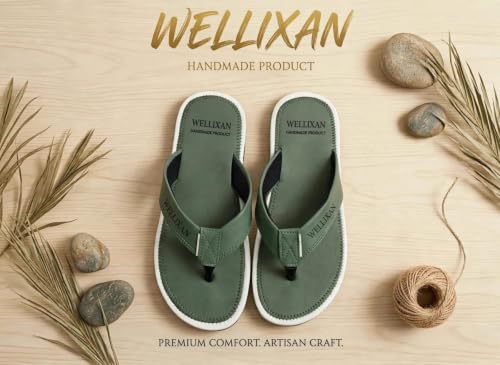 Image of Faux Leather Flip Flops Slipper | Light weight EVA | Anti-Slip Comfortable Thong Slippers | Soft Cushioned Footbed | Durable Casual Daily Wear Slipper | (Size 6-10)