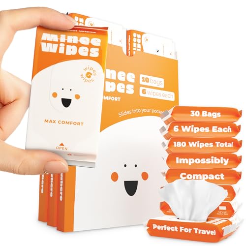 Image of Impossibly Compact Travel Wipes - 99.5% Water - Safe for Sensitive Skin & Hypoallergenic, Resealable, Thick & Durable - For Adults, Kids & Baby Care - Unscented, 30 Pack Total 180 Wipes