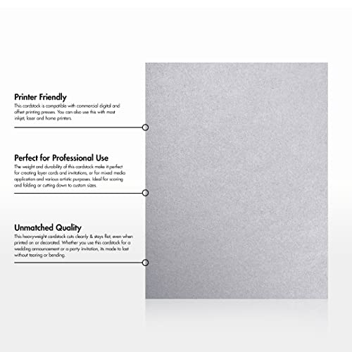 Luxpaper 8.5" X 11" Cardstock | Letter Size | Silver Metallic | 105Lb. Cover (192Lb. Text) | 50 Qty #TOP7