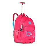 Mochila Carrinho RB Grande Rodinha Escolar Feminina Menina (Rosa)
