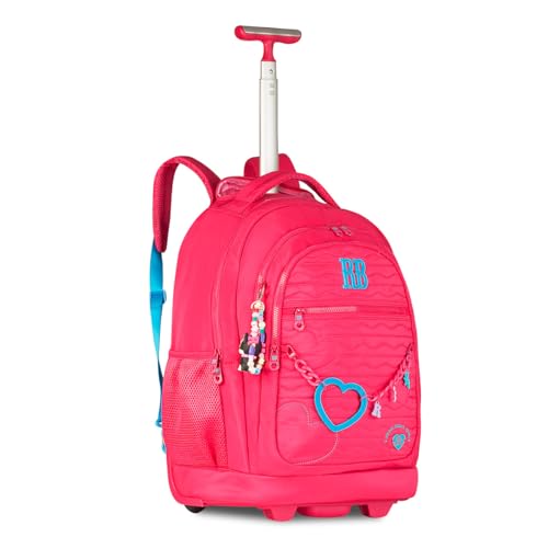 Mochila Carrinho RB Grande Rodinha Escolar Feminina Menina (Rosa)