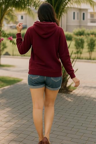 Image of Women Sweatshirt with Hoodies, Hooded Neck Regular Fit Long Sleeve Womens,Solid Hooded Cotton Fleece for Women