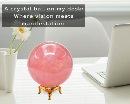 Image of Certified Star Rose Quartz Crystal Ball for Meditation - Premium Crystal Vastu Items for Home and Feng Shui Items for Good Luck - Ideal for Pooja Supplies and Spiritual Practices (3 inch Inch)