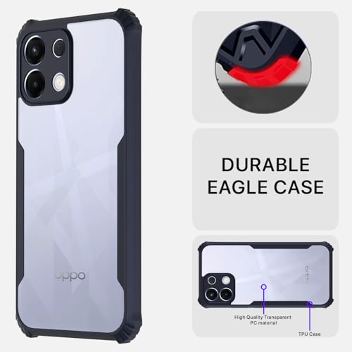 Image of Outlouders Back Cover for Oppo K13 5G | Ultra Hybrid Transparent | Full Camera Protection | Raised Edge | Crystal Clear Bumper Case(Blue)