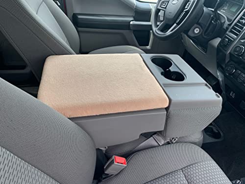 Auto Console Covers- Fits The Ford F-250 Super Duty Truck 2017-2022 Center Console Armrest Cover Fleece- Tan #TOP4