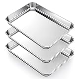 3Pcs Toaster Oven Pans for Baking, 9x6.7 inch Stainless Steel Baking Sheets Cookie Sheet Small...