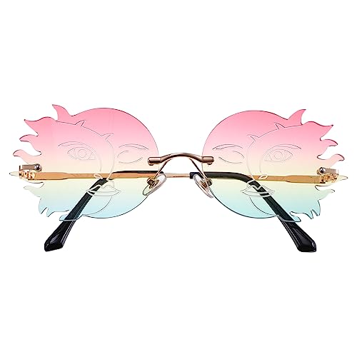 FRCOLOR Unique Polygonal Moon Sunglasses Polarized Square Frame Glasses for Outdoor Activities