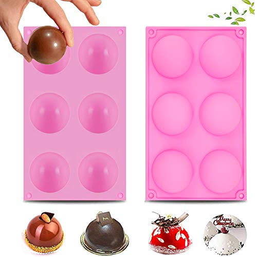 Hot Chocolate Bomb Mold Silicone Large Chocolate Sphere Mold Chocolate Ball Molds Silicone Hot Chocolate Bomb Molds 2.5" Round Chocolate Mold Semi Sphere Silicone Mold Chocolate Half Dome Mold 2 pcs