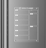 Langaelex Transparenter Magnetischer Wochenplaner 30 × 20 cm für Kühlschrank Abwischbare Tafel aus Acrylglas für Haushaltsplan, Speiseplan & Einkaufsliste - Englische Version