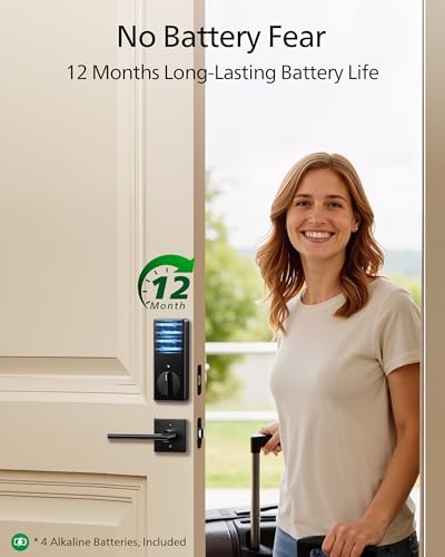 Philips Fingerprint Keyless Entry Door Lock, Electronic Door Lock with Touchscreen, Long-Lasting Battery, Auto Locking, One-Time Code, Keypad Deadbolt, One-Touch Locking, Matte Black - image 4