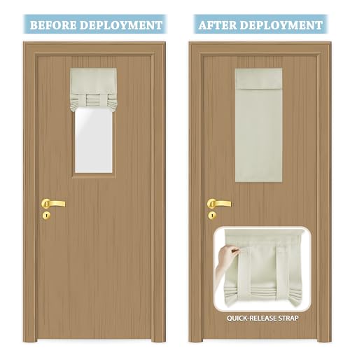 RYB Home Door Curtains for Small Windows, Full Privacy Protect Room Darkening Sides Drapes for Classroom Door Window Kitchen, 1 Panel, Light Beige W12 x L30