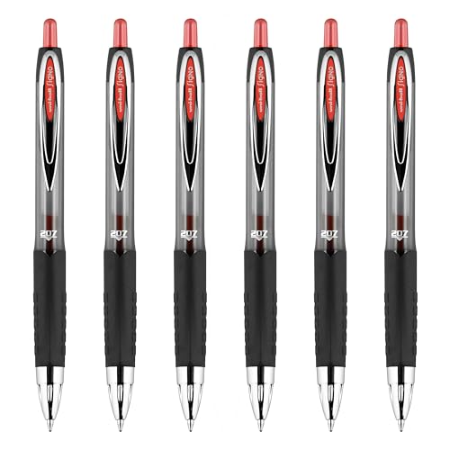Image of uniball 207 Retractable Gel Pen, Medium Point (0.7mm), Red Ink, 6 Pens